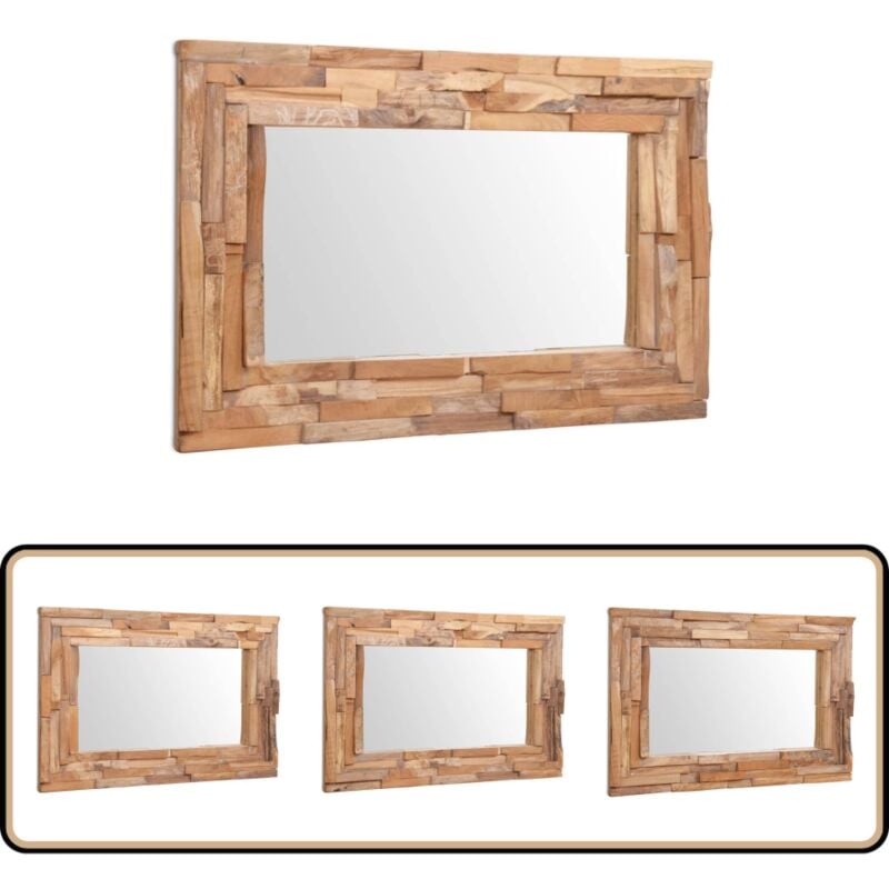 Vidaxl - Miroir décoratif Teck 90x60 cm Rectangulaire - Miroir Design - Miroir Mural - Miroir Rectangulaire - Miroir Teck - Décoration Murale