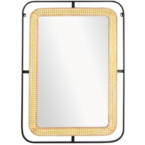 Miroir décoratif vintage de style bohème pour mur en métal et verre