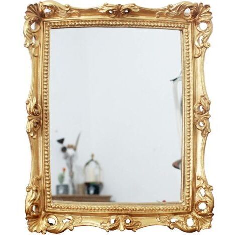Miroir décoratif Vintage, Miroir de Table Mural en Or Antique carré(24 x 28 cm)