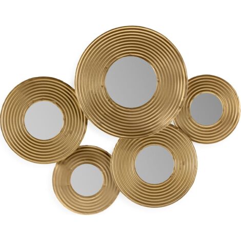Miroir design doré effet soleil - Doré luxueux et lumineux
