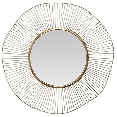 Miroir design rond en métal doré 75cm