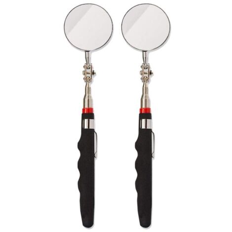 Miroir d'inspection Ensemble de 2 Miroirs D'Inspection TéLescopiques Ronds, Noir