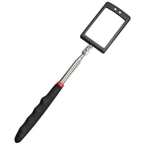 Miroir d'inspection LED pour voiture, rotatif à 360°, télescopique, pour l'inspection du moteur et du châssis, avec éclairage LED - 64 mm.
