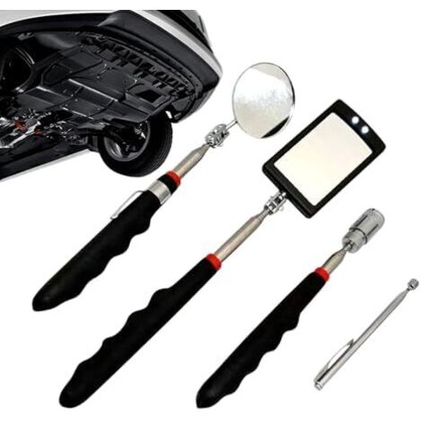 Miroir d'inspection pour Voiture  Outil d'Inspection Auto Extensible avec Tête Pivotante,Miroir télescopique de Recherche Camions, Camping-Cars, Monospaces, Pick-ups, Maisons, carré miroir rond tige