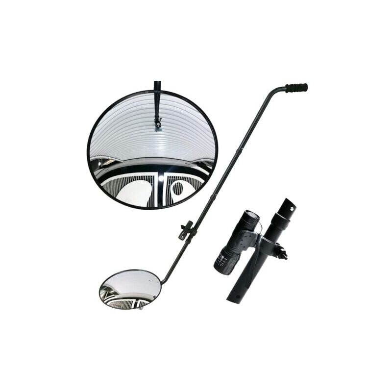 Miroir d'inspection sous véhicule, Miroir convexe de 30,5 cm avec roues et lumière led pour contrôle de sécurité sous les voitures