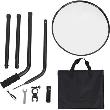 Miroir d'inspection sous voiture, recherche convexe télescopique de 30 cm de diamètre avec 3 roues et lampe de poche LED pour étagère d'équipement de camion