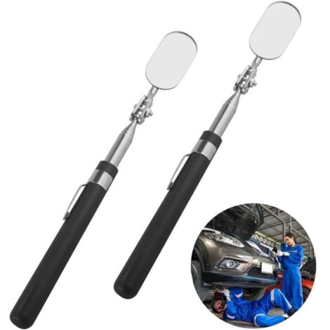 Miroir d'Inspection Télescopique - 2 Pièces Rotatives à 360°, Outil de Réparation et Inspection de Voiture