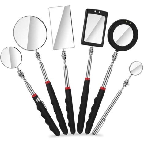 Miroir d'inspection télescopique à LED 6 pièces, outil de miroir mécanique rétractable, détection sous véhicule rétractable
