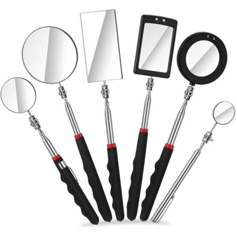 Miroir d'inspection télescopique à LED 6 pièces, outil de miroir mécanique rétractable, détection sous véhicule rétractable