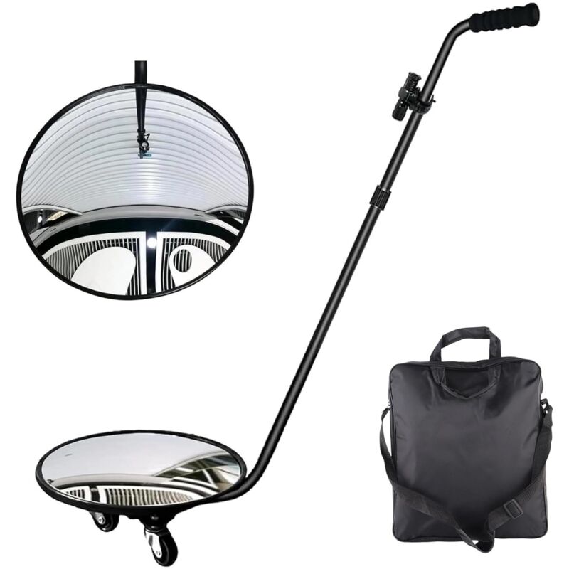 Miroir D'inspection Télescopique, Miroir Rond de 11,8 Pouces sur un Bâton, Miroir Extensible jusqu'à 47 Pouces, Miroir D'inspection à 360 °, Tête