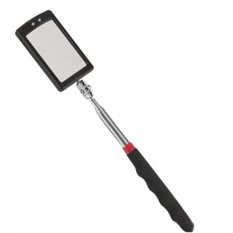 Miroir d'inspection télescopique, miroir télescopique à LED avec 2 lumières LED lumineuses, poignée extensible antidérapante douce, outil d'inspection de voiture