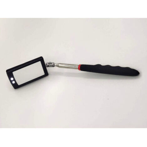 Miroir d'inspection télescopique, miroir télescopique à LED avec 2 lumières LED lumineuses, poignée extensible antidérapante douce, outil d'inspection de voiture