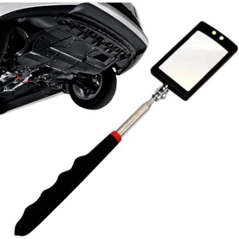 Miroir d'inspection télescopique - Outil Automobile avec éclairage LED et tête orientable,Miroir de Voiture pivotante pour Atteindre Les Angles  carré