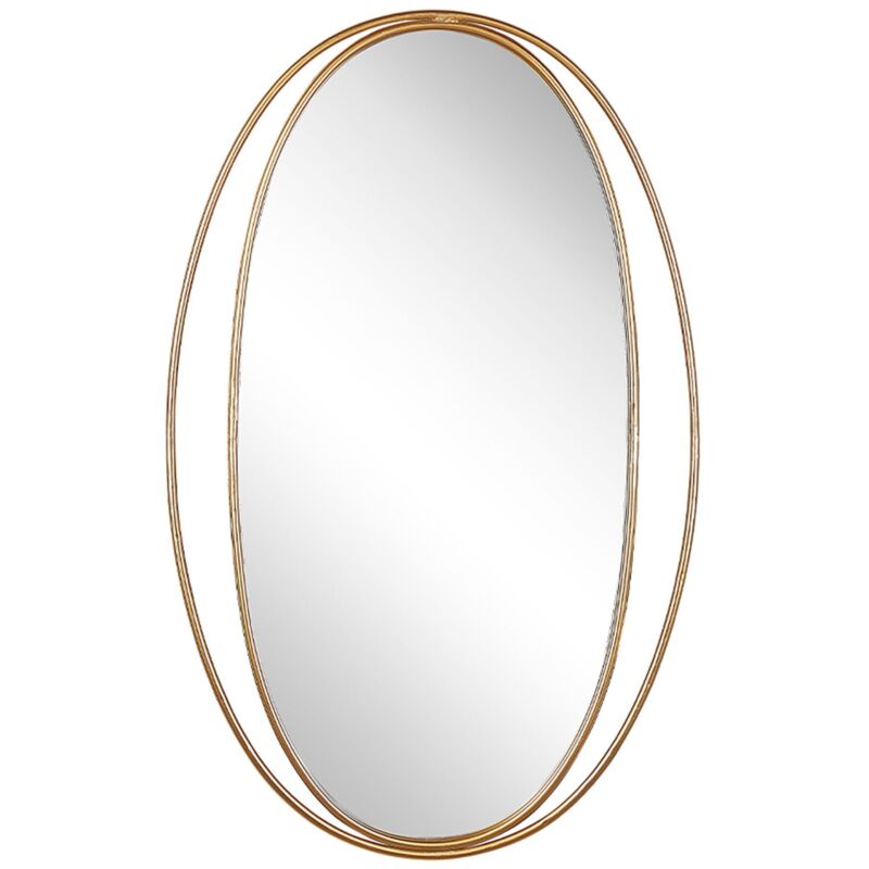 Beliani - Miroir Mural au Style Glamour de Forme Ovale avec Cadre Décoratif en Acier Doré pour Salon ou Chambre