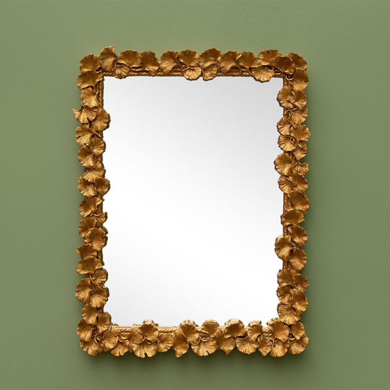 Miroir doré fleurs de Gingko 43x32cm
