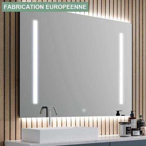 Miroir éclairage LED de salle de bain DEKA avec interrupteur tactile et anti-buée - 100x80cm
