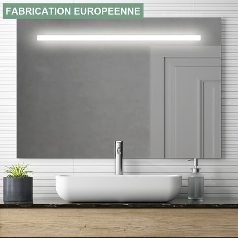 Miroir éclairage LED de salle de bain STAM avec interrupteur tactile - 100x80cm