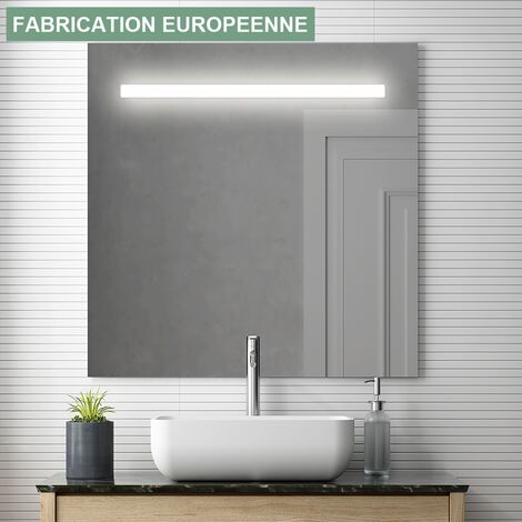 Miroir éclairage LED de salle de bain STAM avec interrupteur tactile - 70x80cm