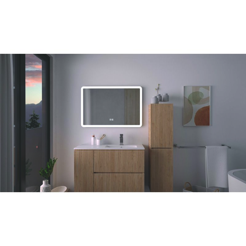 Ondee - Miroir salle de bain Éclairant athena - Bords effet givré - 90 x 60 cm