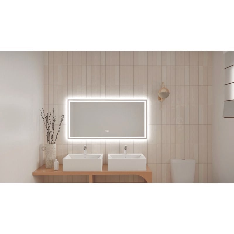 Ondee - Miroir salle de bain Éclairant laura - Angles rectangulaires - Bords givré - 120 x 60 cm