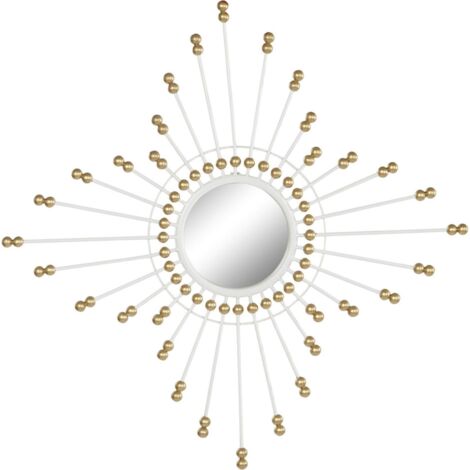 Miroir élégance blanche et dorée, chic intérieur - Blanc éclatant avec notes dorées