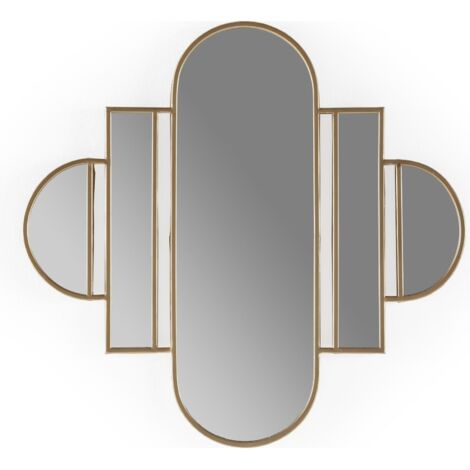 Miroir élégance dorée pour salon moderne - Doré lumineux subtil et contemporain