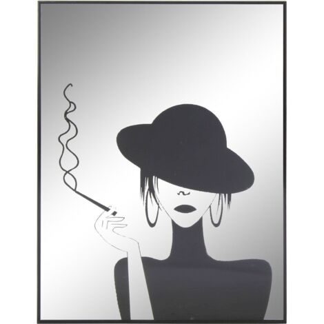 Miroir élégance féminine en noir pour déco chic - Noir élégant avec motif féminin