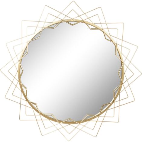 Miroir élégance géométrique dorée pour intérieur chic - Doré lumineux et design géométrique