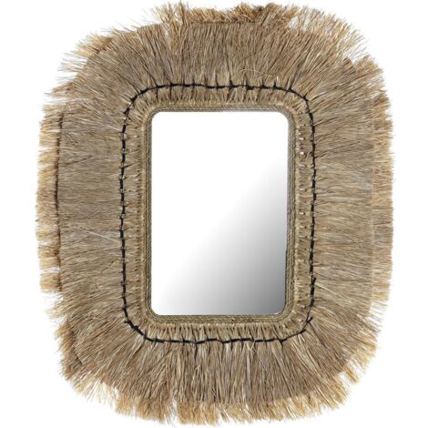 Miroir élégant en jute pour une déco naturelle - Teinte naturelle de jute