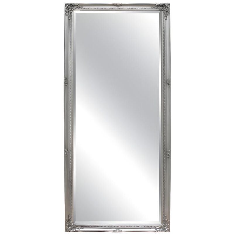 Miroir en bois d'eucalyptus avec moulures - l. 80 x h. 190 cm - Argenté - elvire