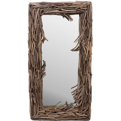 Miroir en bois flotté 120x65cm – Design unique pour intérieur – Ambiance naturelle et apaisante – Collection Maldives – Amadeus