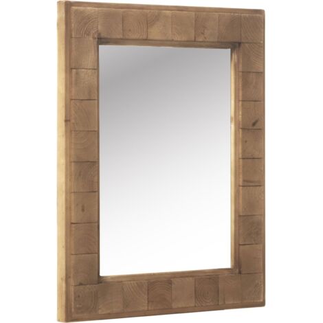 Miroir en bois naturel avec cadre texturé à suspendre - bois naturel clair texturé