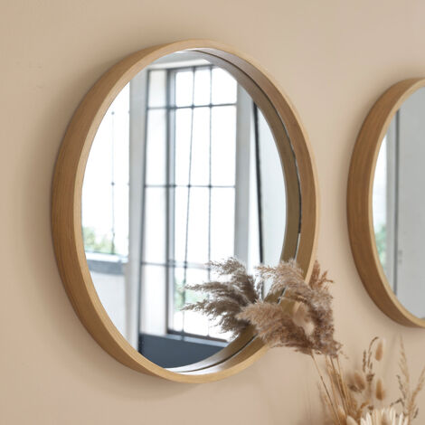 Miroir en chêne massif rond 50 cm