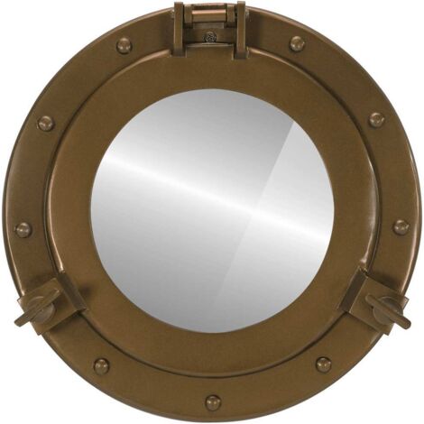Miroir en forme de hublot mural Ø30 cm aluminium et verre CFW312711
