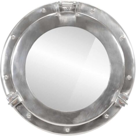 Miroir en forme de hublot mural Ø38 cm aluminium et verre CFW268291