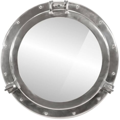 Miroir en forme de hublot mural Ø50 cm aluminium et verre CFW306764