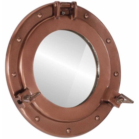 Miroir en forme de hublot mural-Miroir décoratif Ø30 cm aluminium et verre 449742