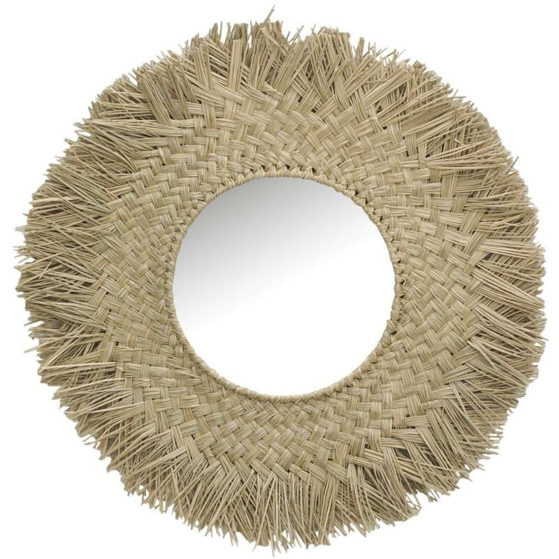 Miroir en jonc à franges