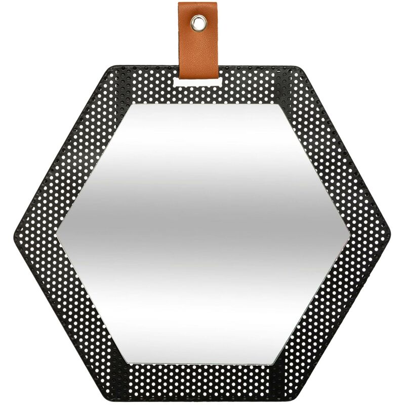 Atmosphera - Miroir décoratif mona en cadre hexagonal, noir