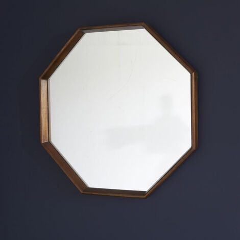 Miroir en mindi massif finition noyer octogonal