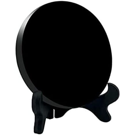 Miroir en Obsidienne Noire, de décoration intérieure Miroirs énergétique avec Support(8cm) - 8L x 8l cm