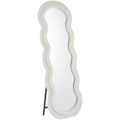 Miroir en pied décoratif design ondulé Andromak 70x170cm Velours Crème