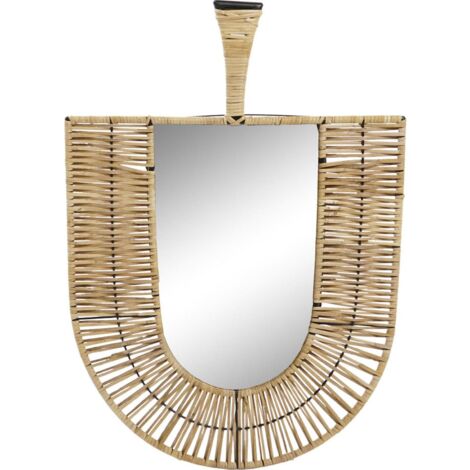 Miroir en rotin élégance naturelle et design - Marron naturel éventail en rotin