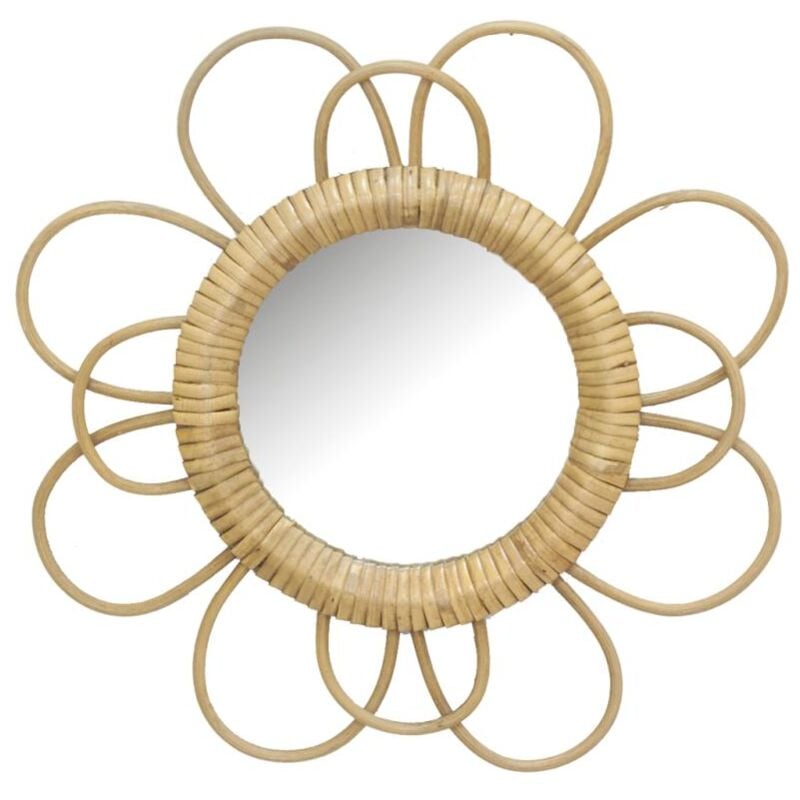 Aubry Gaspard - Miroir en rotin fleur