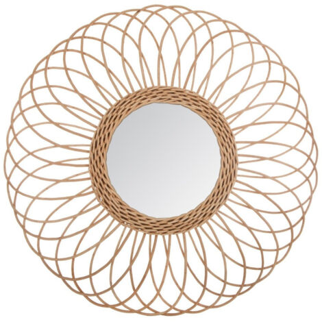 Miroir en Rotin "Rosace" 58cm Beige