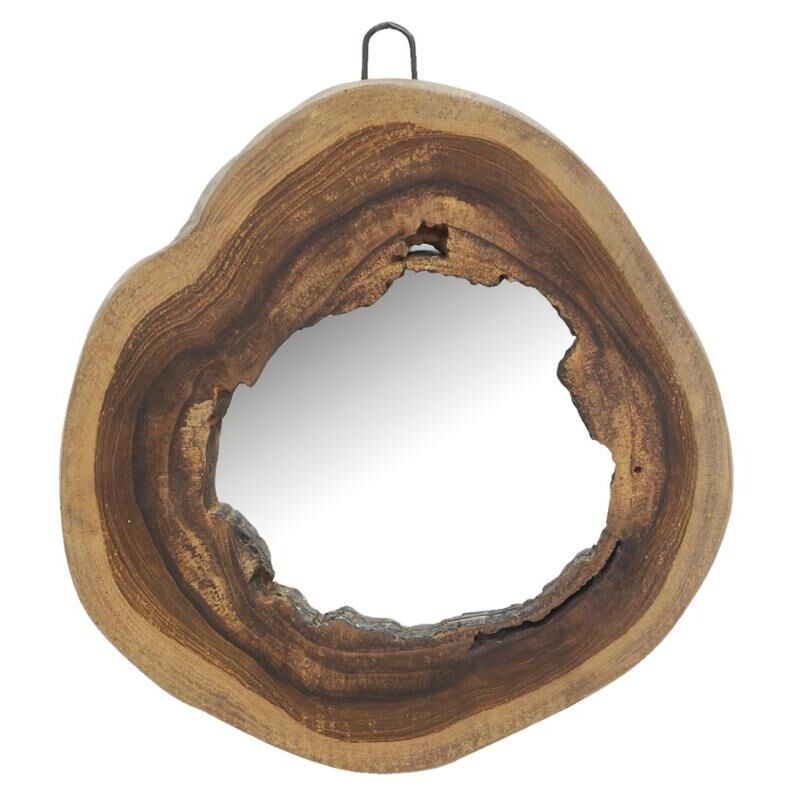 Miroir rond en teck naturel