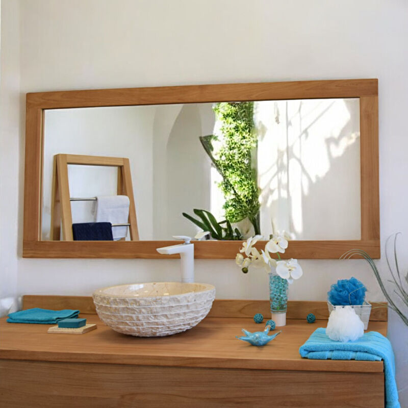 Miroir rectangulaire en teck massif Lazy 180 x 70 cm