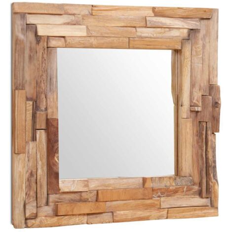 Miroir Entrée Maison Salle de Bain，Miroir décoratif Teck 60 x 60 cm Carré433407