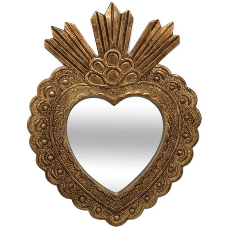 Atmosphera – Miroir sur pied doré 21x2x28 cm – Finition polyrésine élégante – Design exvoto pour décoration intérieure