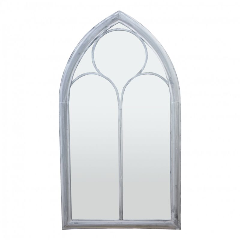 Ac-déco - Miroir fenêtre église - L 4,6 cm x l 61 cm x H 112 cm - Livraison gratuite - Gris